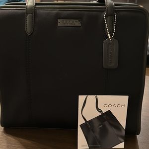 Coach Black Neo & Leather Shoulder Tote Zipped middle and 2 open sections